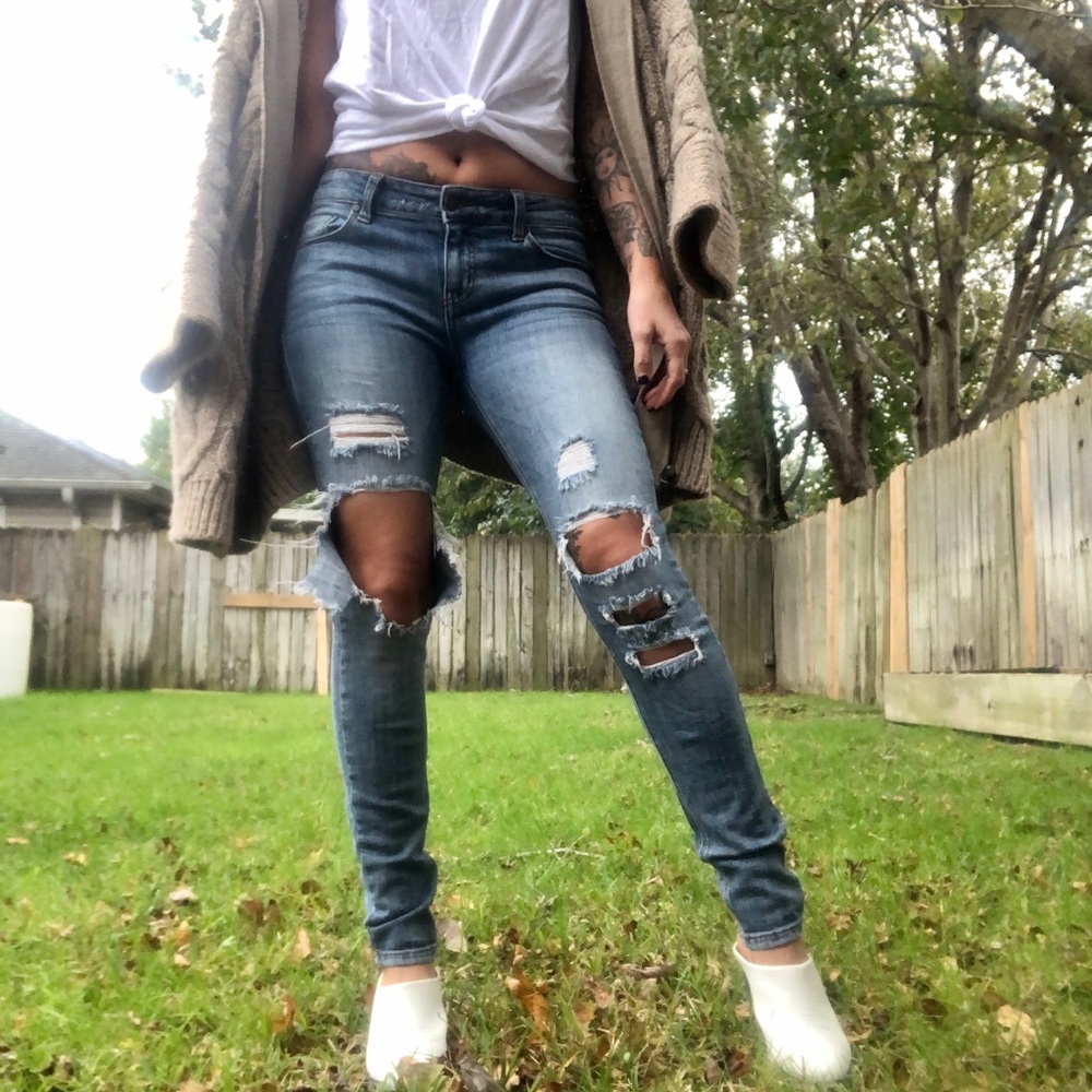Ripped blue jeans